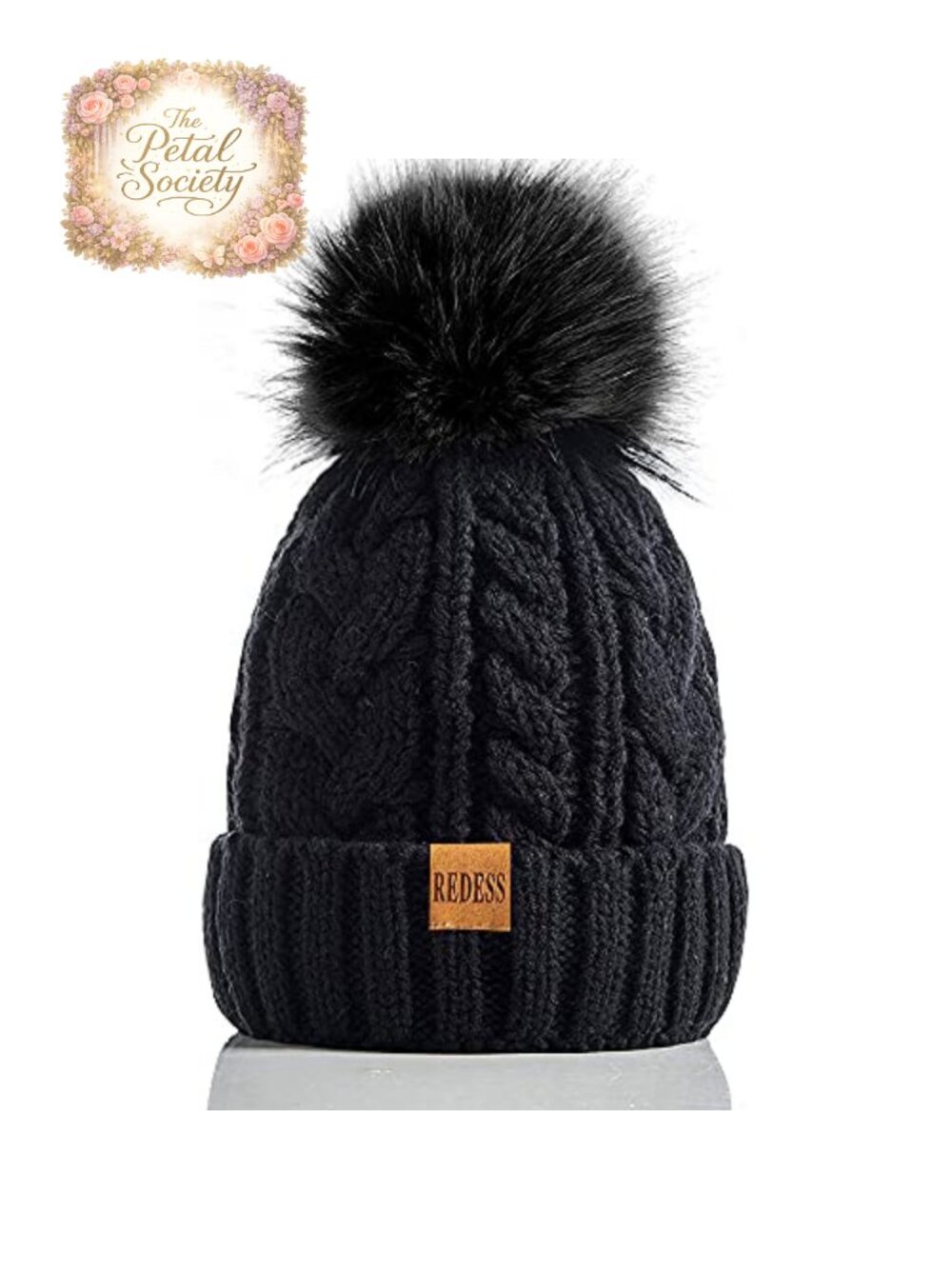 Women Winter Beanie Hat Fleece Lined Pompom Slouchy Knit Ski Cap